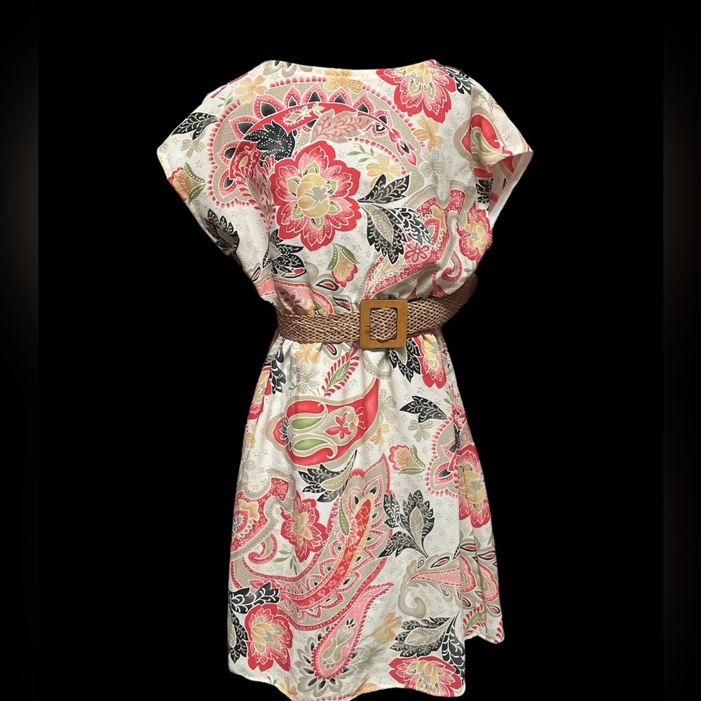 Paisley crepe chiffon batwing one of a kind casual dress perfect for fall S
